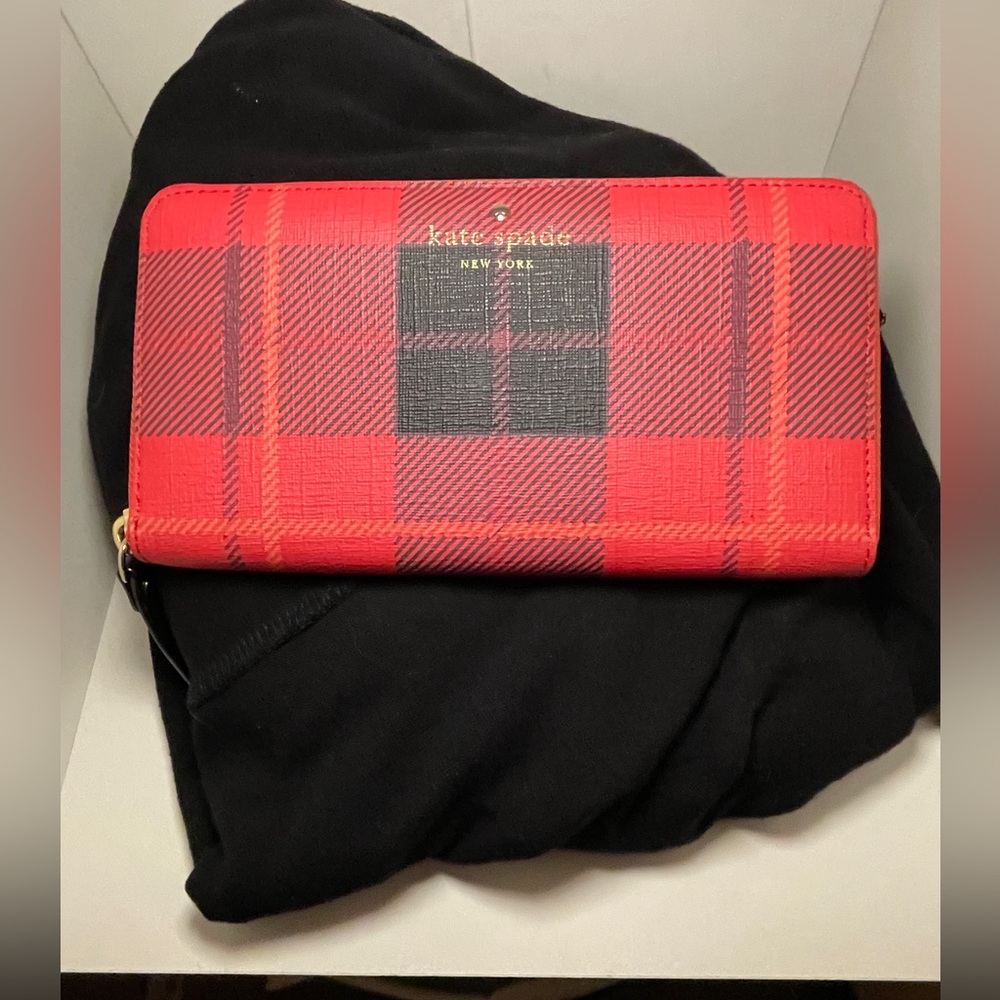 Kate Spade Red and Black plaid Wallet
